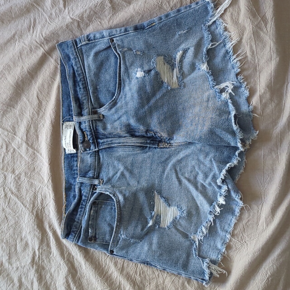 Abercrombie & Fitch Boyfriend Blue Distressed Jean Shorts